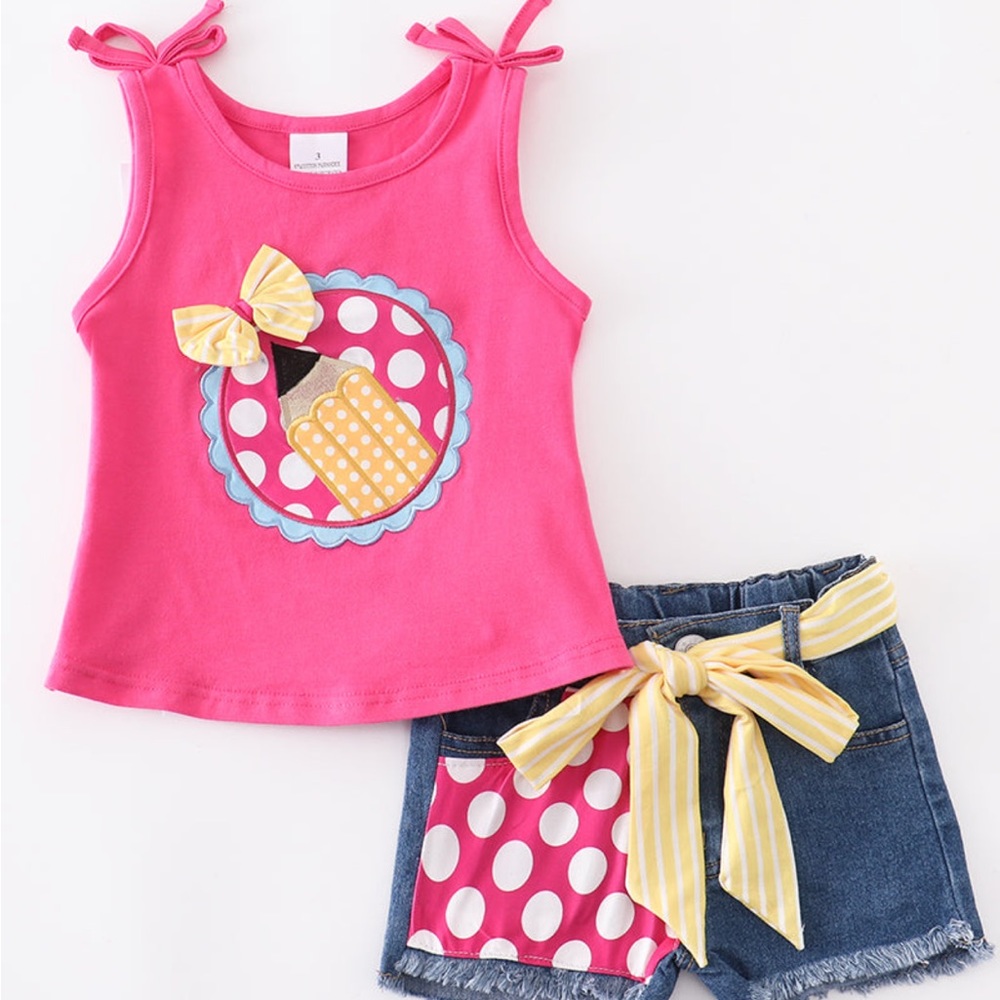 NWT Girls size (3T) back to school pencil denim short set